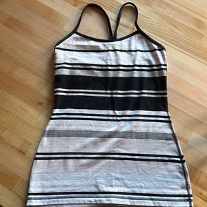 Lululemon Power Y Tank black, white and cream stripes